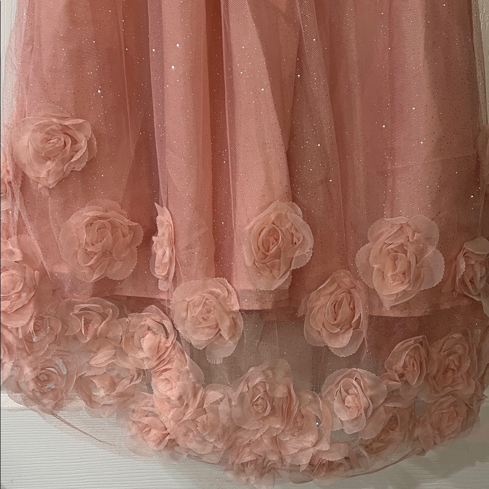 Nannette Blush Rosette Kids Formal Dress - Picture 7 of 11